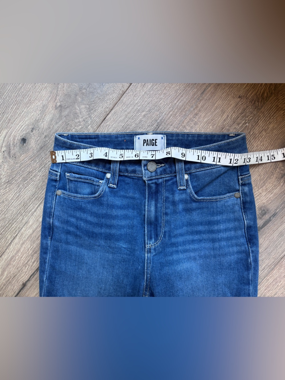 PAIGE Hoxton Slim Crop Jeans 25 High Rise Raw Hem Medium Wash - Picture 10 of 15
